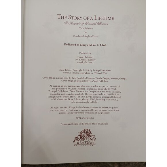 The Story Of A Lifetime: A Keepsake Of Personal Memoirs 3rd Edition By Pamela An - Picture 5 of 6